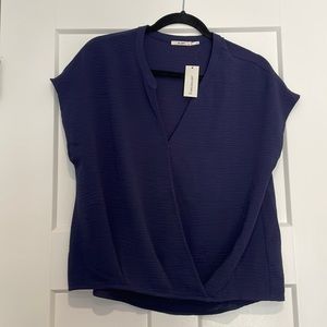 Navy vneck blouse